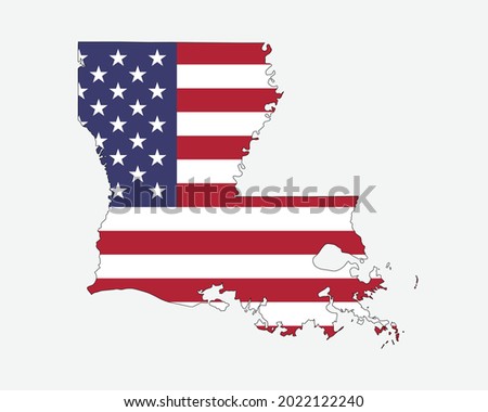 Louisiana Map on American Flag. LA, USA State Map on US Flag. EPS Vector Graphic Clipart Icon