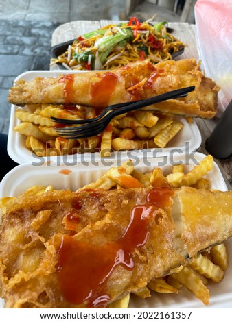 fish and chips. traditional  yummy English seafood