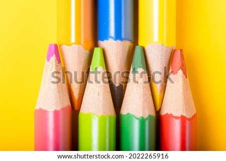 Close up macro shot of color pencil pile pencil