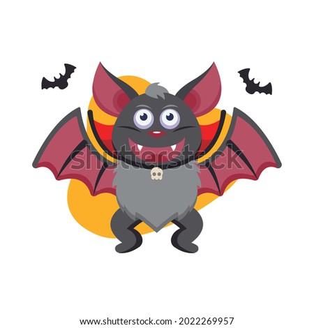 Kawaii cartoon of a bat Halloween vampire