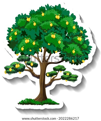 Lemon tree sticker on white background illustration