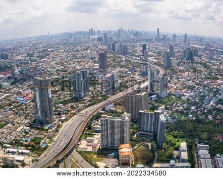 Aerial shot of Cityscape of Bangkok City Asia Thailand