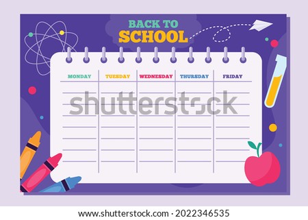 Back to School Time Table Template Vector Royalty-Free Stock Photo #2022346535