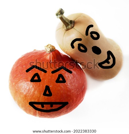 pumpkin with halloween face jack-o-lantern. Pumpkins with sanitizer. Halloween concept, closeup