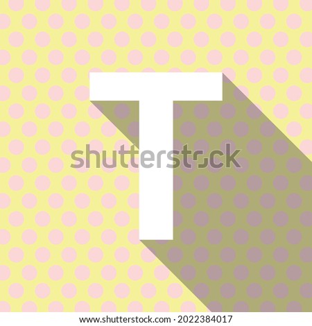 Polka dot 'T' alphabet letter logo icon. Modern line design. Pink circles on yellow background. EPS 10.