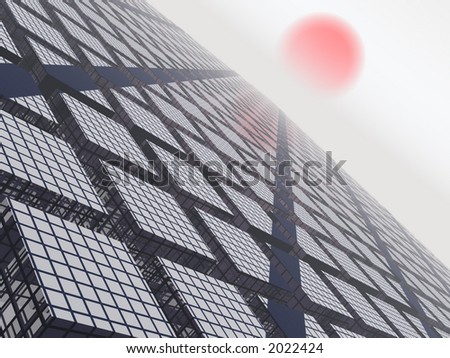 Sun over cubicles of Buildings