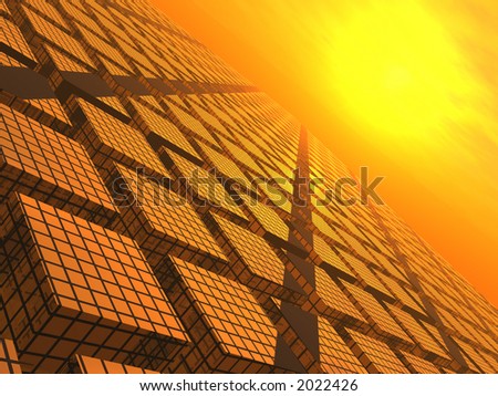 Sunset over Grid Blocks