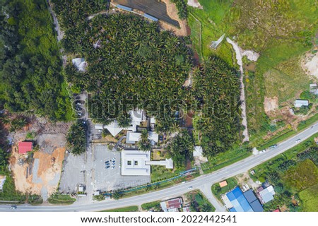 An Aerial View of building of Rumbia Information Centre (In Malay: Pusat Informasi Rumbia). One of the attractions for visitors in Kuala Penyu, Sabah. Malaysia