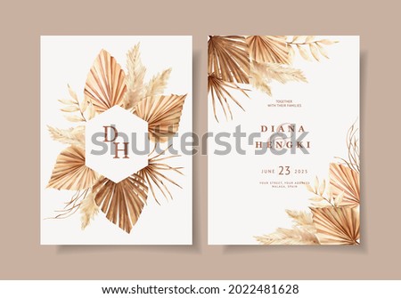 Hand painted boho wedding invitation Royalty-Free Stock Photo #2022481628