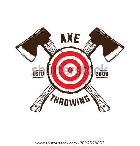 Axe Throwing Club logo in wood target, good for axe club logo design Royalty-Free Stock Photo #2022528653