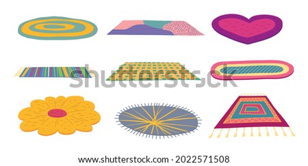 Cartoon Color Different Carpets or Rugs Icons Set Flat Design Style. Vector illustration of Carpet or Rug Icon Royalty-Free Stock Photo #2022571508