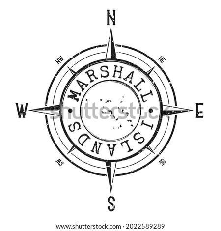 Marshall Islands Stamp Map Compass Adventure. Illustration Travel Country Symbol. Seal Expedition Wind Rose Icon.