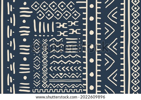 African Print Fabric. Vector Seamless Tribal Pattern. Traditional Ethnic Ornament for your Design Cloth, Carpet, Rug, Pareo, Wrap  Royalty-Free Stock Photo #2022609896