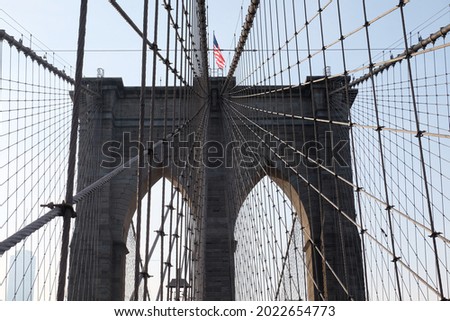 Picture of Brooklyn bridge and components in New York City , U.S.A.