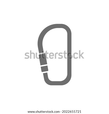 Carabiner, climbing equipment grey icon. Isolated on white background