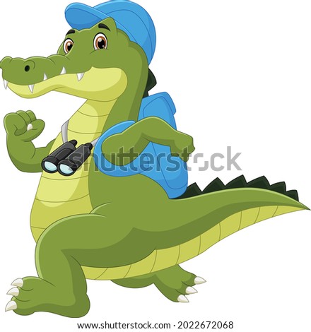 cartoon baby crocodile adventure on white background