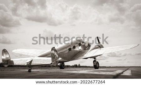 historical aircraft on a runway ready for take off Royalty-Free Stock Photo #2022677264
