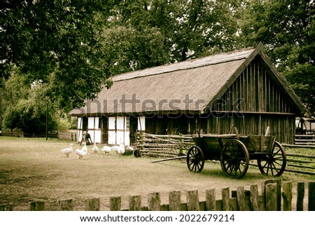 Old country cottage in a rural area. Royalty-Free Stock Photo #2022679214
