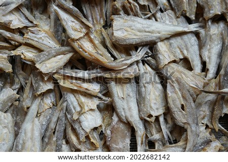 Salted fish caught by local fishermen that are dried in the sun so that they are durable and can last a long time, not rotting. Salting and drying is one of the marine fish preservation techniques.