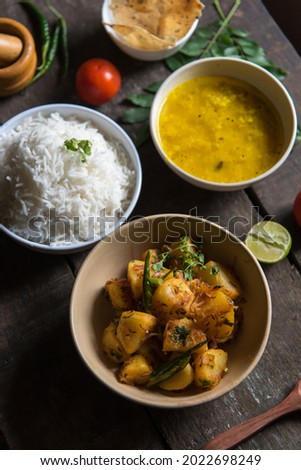 Cooked Indian food items background. Close up, selective focus. Royalty-Free Stock Photo #2022698249
