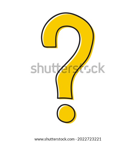 Question mark icon in doodle style. Help symbol. FAQ sign on blue background. Quiz vector symbol. Royalty-Free Stock Photo #2022723221