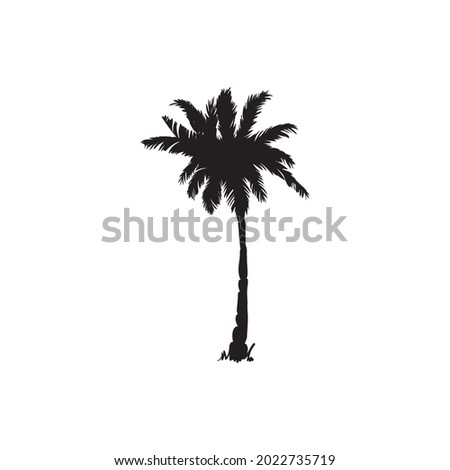 coconut palm silhouette, palm tree illustration, vector summer sign on a white background