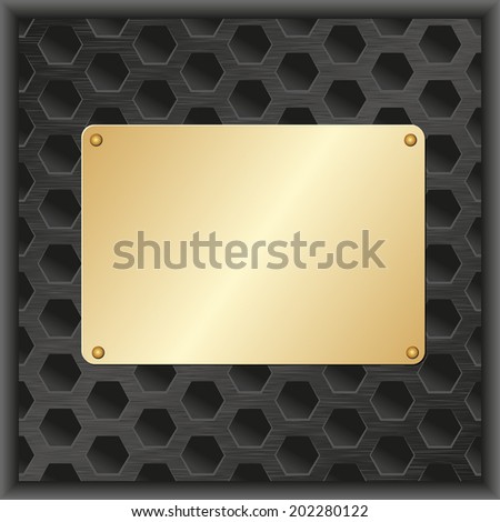 black background  with golden plaque