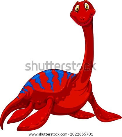 A pliosaurus dinosaur cartoon character illustration Royalty-Free Stock Photo #2022855701