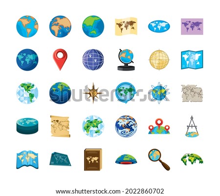world maps, location and navigation set