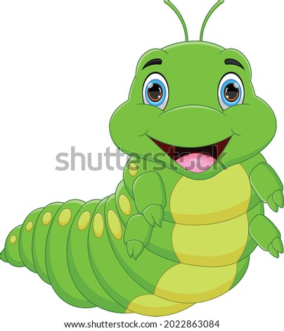 cartoon happy caterpillar on white background