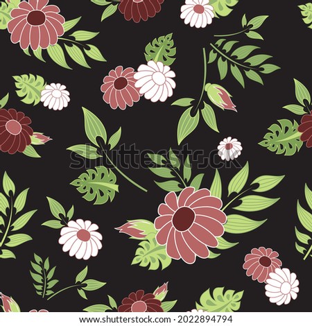 Daisy Flowers Seamless Pattern Background