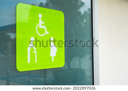 Symbol showing toilet for pregnant women, elderly and disabled in the public.