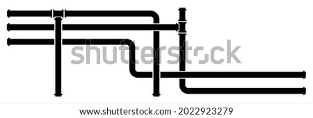 Pipe Icon, Pipe Fitting Icon, Water, Gas, Oil Pipeline, Plumbing Work Vector Art Illustration