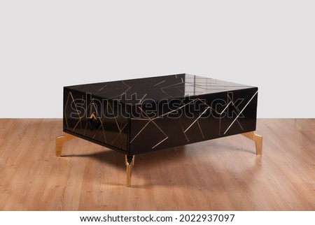 wooden coffee table and white background