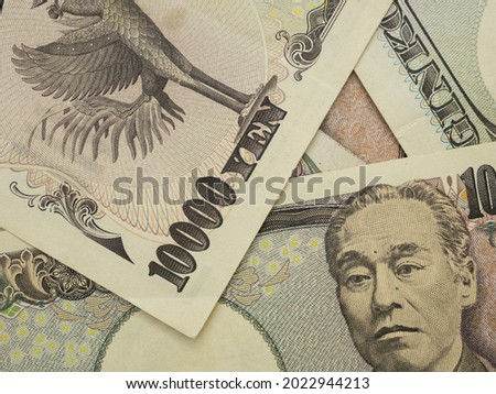 Close up of Japan yen money.