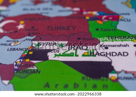 Iraq flag on the map