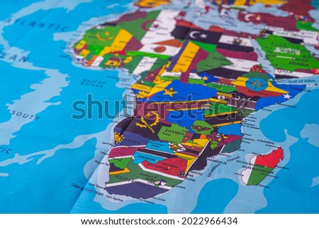 Africa flags on the map Royalty-Free Stock Photo #2022966434