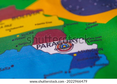 Paraguay flag on the map