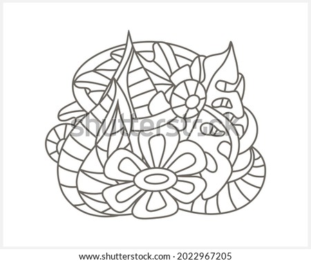 Doodle flower with leaves isolated on white. Coloring page book design. Sketch vector stock illustration. EPS 10