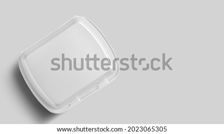 Top up view of blank white styrofoam isolated on grey. eco food lunch concept. Royalty-Free Stock Photo #2023065305