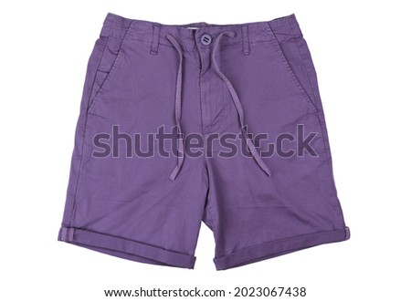 Violet shorts isolated on white background. 