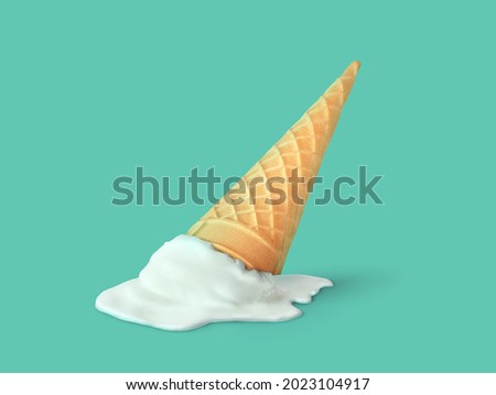 Vanilla ice cream cone pouring Royalty-Free Stock Photo #2023104917
