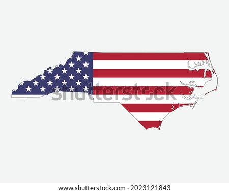 North Carolina Map on American Flag. NC, USA State Map on US Flag. EPS Vector Graphic Clipart Icon