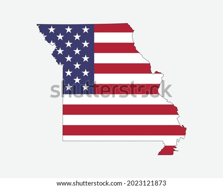Missouri Map on American Flag. MO, USA State Map on US Flag. EPS Vector Graphic Clipart Icon
