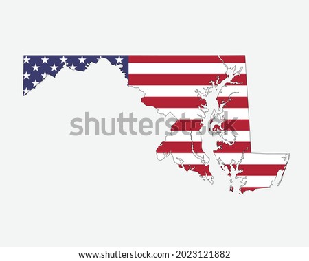 Maryland Map on American Flag. MD, USA State Map on US Flag. EPS Vector Graphic Clipart Icon