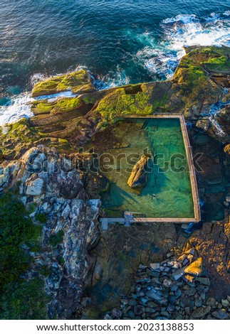 Beach swimming pool seen from above