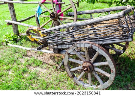 vintage donkey cart, rustic inventory. Use as background