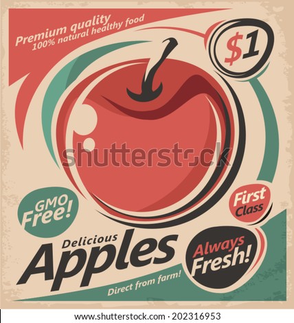 Apple design template. Fruit banner.