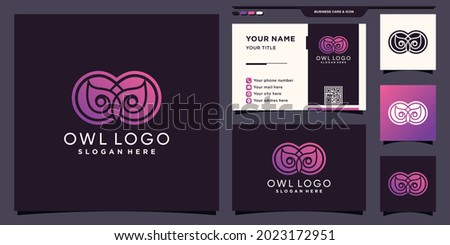 Symbol of infinity and owl logo with negative space concept and business card design Premium Vector