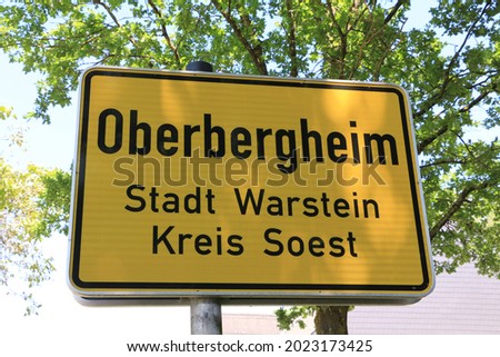 City entrance sign of a small town in the Sauerland